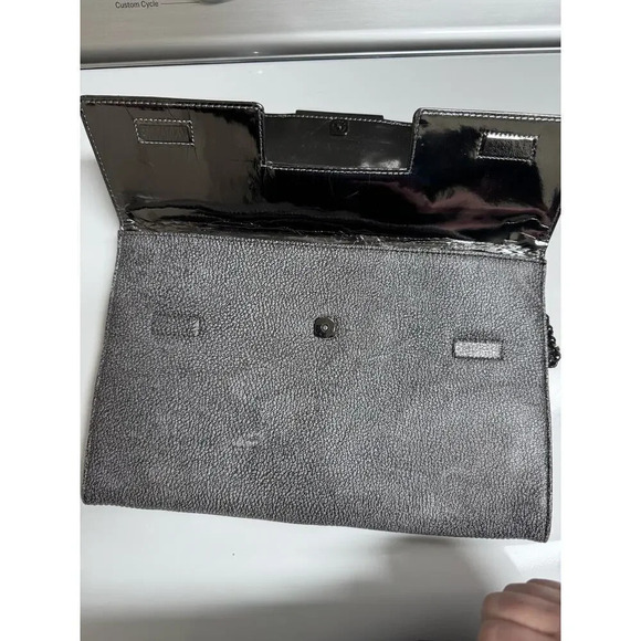 BCBGMAXAZARIA Runway Silver Clutch with Silver Chain Strap Handbag - Picture 3 of 7